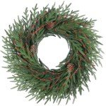 26 Inch Artificial Christmas Wreath - Christmas Wreaths for Front Door, Artificial Green Wreath Decorated with Pine Cones and Pip Berry for Fireplace Window Outdoor Table Centerpiece Decoration