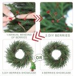 26 Inch Artificial Christmas Wreath - Christmas Wreaths for Front Door, Artificial Green Wreath Decorated with Pine Cones and Pip Berry for Fireplace Window Outdoor Table Centerpiece Decoration