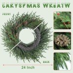 26 Inch Artificial Christmas Wreath - Christmas Wreaths for Front Door, Artificial Green Wreath Decorated with Pine Cones and Pip Berry for Fireplace Window Outdoor Table Centerpiece Decoration