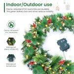 9ft Lighted Christmas Garland with Pine Cones