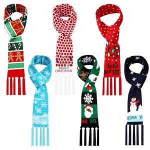 6 Pack Christmas Tassel Scarves for Everyone