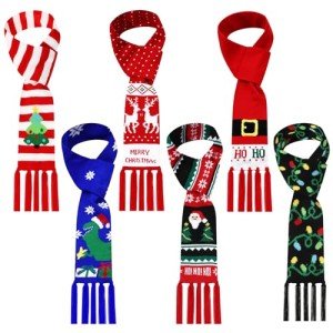 6 Pcs Festive Tassel Christmas Scarves for Everyone