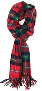 Bright Red-Green Tartan Plaid Cashmere Feel Scarf