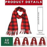 12 Pcs Buffalo Plaid Christmas Scarves Set