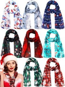 8 Pcs Soft Christmas Scarves for Women
