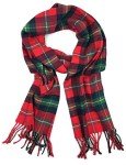 Bright Red-Green Tartan Plaid Cashmere Feel Scarf