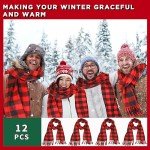 12 Pcs Buffalo Plaid Christmas Scarves Set