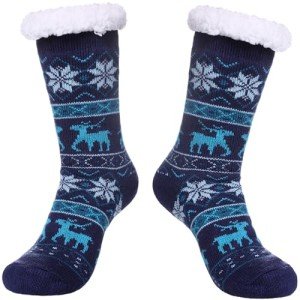 Cozy Blue Gripper Slipper Socks for Winter