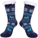 Cozy Blue Gripper Slipper Socks for Winter