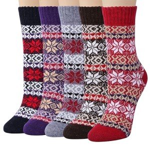 Cozy Wool Knit Crew Socks for Winter – 5 Pairs