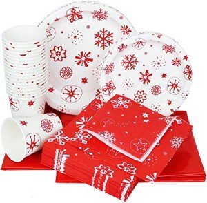 Christmas Disposable Dinnerware Set for 20 Guests