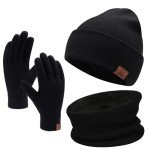 Men's Winter Beanie, Scarf & Touchscreen Gloves Set