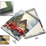 Vintage Red Truck Christmas Canvas Wall Art