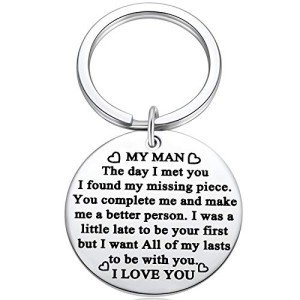 Keychain for Boyfriend, My Man Keychain Gifts for Husband Spouse I love You Key Chain Birthday Valentine's Day Present for Him Keyring