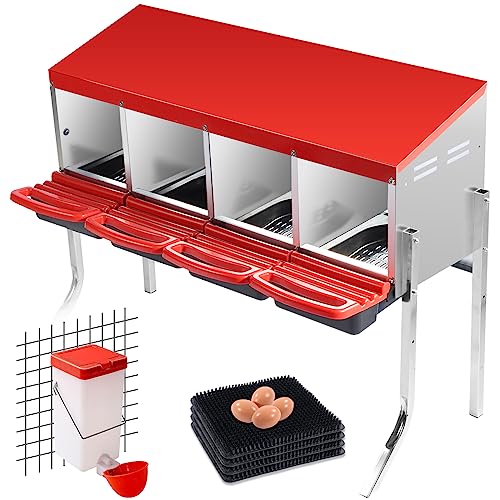 Adjustable 4-Hole Chicken Nesting Boxes with Swing Perch
