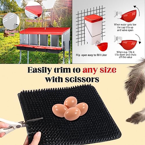 Adjustable 4-Hole Chicken Nesting Boxes with Swing Perch