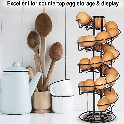 Rotating Spiral Egg Rack with Matching Basket