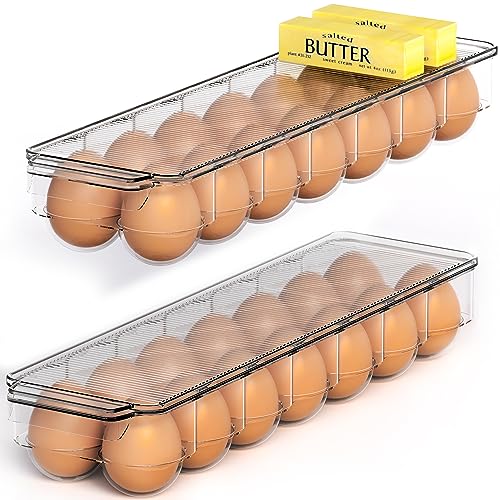 Egg Storage Tray with Lid and Handle - Pack of 2