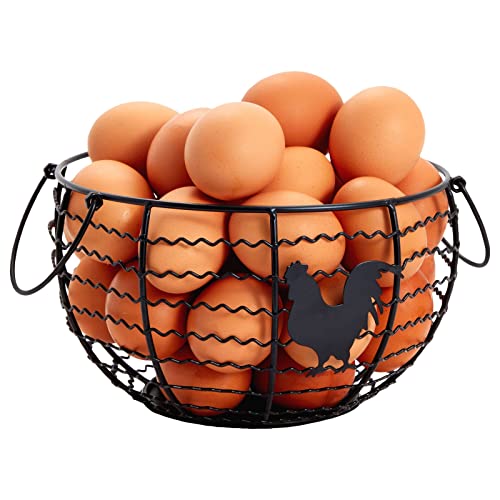 Farmhouse Chicken Wire Egg Basket (Black, 8.2 x 8.2 x 4.9 In)