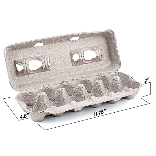 Natural Pulp Egg Cartons - Holds 12 Eggs | 1 Dozen | Sturdy & Eco-friendly | Extra Eggs Storage