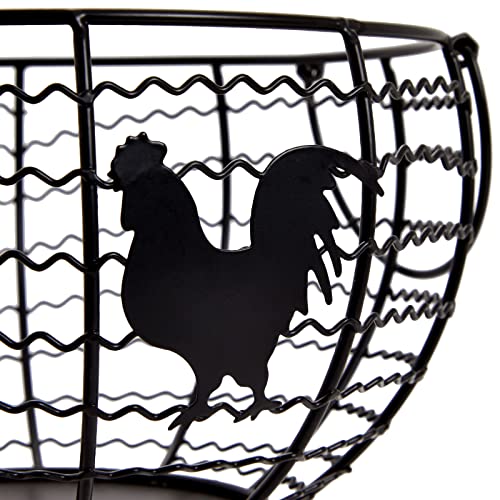 Farmhouse Chicken Wire Egg Basket (Black, 8.2 x 8.2 x 4.9 In)