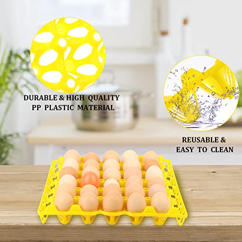 6 Pk Stackable Egg Trays - Durable, Reusable (Yellow)