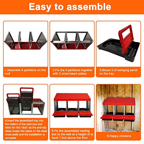 ZenxyHoC 3 Hole Chicken Nesting Box with Perch