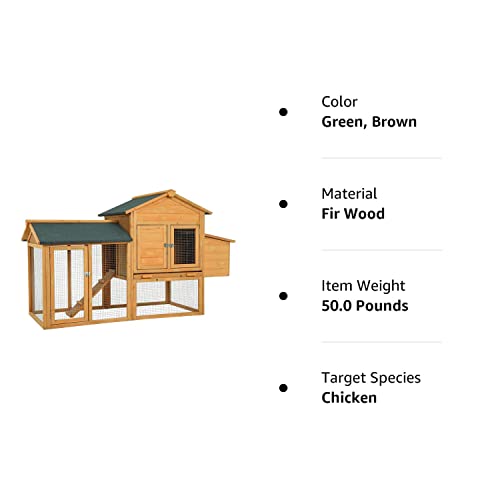 66" Wood Chicken Coop, Indoor/Outdoor, 2-4 Chickens