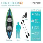 INTEX 68306EP Challenger K2 Inflatable Kayak Set