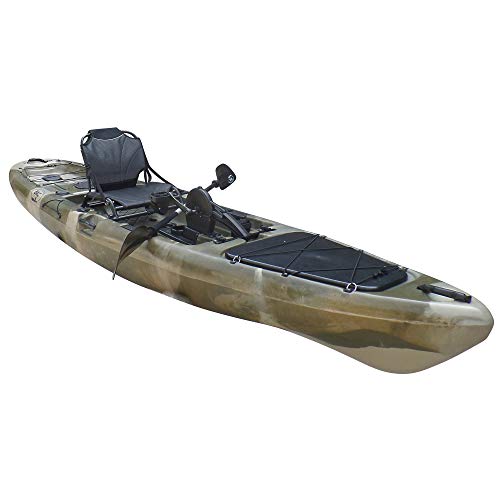 Brooklyn Kayak Company BKC UH-PK13 Pedal Drive Solo Traveler 13 Foot Kayak - Pedal Propeller Drive Single Sit On Top Fishing Kayak with Rudder Control (Camo)