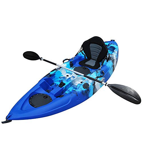 BKC FK184 9' Single Sit On Top Fishing Kayak W/ Seat and Paddle Included Solo Sit-On-Top Angler Kayak
