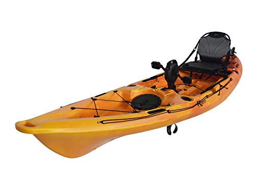 Riot Kayaks Fishing Kayak Riot Mako 12'' ft Sit on Top with Impulse Pedal Drive, Deluxe, Yellow/Orange