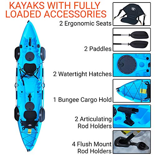 BKC TK219 Tandem Fishing Kayak with Paddles