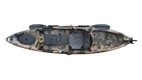 BKC UH-RA220 11.5 Foot Angler Sit On Top Fishing Kayak with Paddles and Upright Chair and Rudder System Included (Camo)