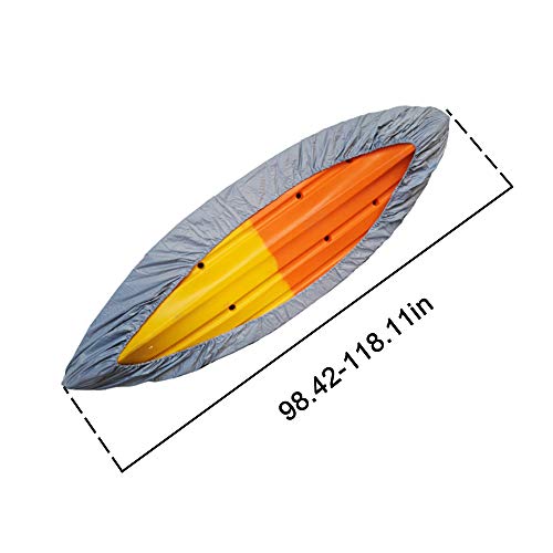 Kayak Canoe Cover, Waterproof Boat Storage Dust Cover Waterproof & UV Resistant (Silver, 8.5-9.8ft)