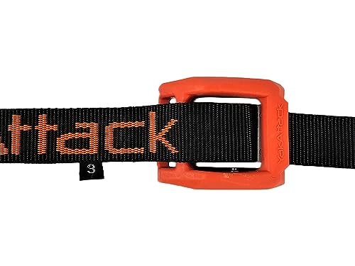 YakAttack 3' Cam Strap - Heavy Duty Polyester Kayak Tie Down with Protective Rubber Buckle, Black/Orange - 1 Pack (YEP-1006-03-1PK) | Kayak Fishing Accessories