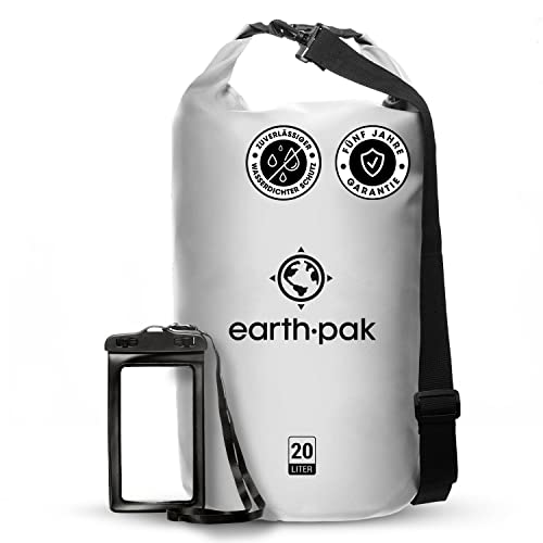 Earth Pak Waterproof Dry Bag - Roll Top Waterproof Backpack Sack Keeps Gear Dry for Kayaking, Beach, Rafting, Boating, Hiking, Camping and Fishing with Waterproof Phone Case