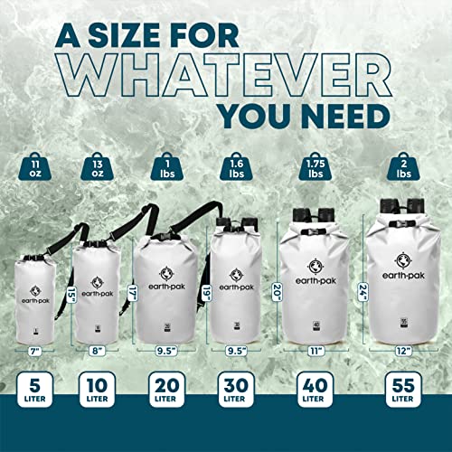 Earth Pak Waterproof Dry Bag - Roll Top Waterproof Backpack Sack Keeps Gear Dry for Kayaking, Beach, Rafting, Boating, Hiking, Camping and Fishing with Waterproof Phone Case