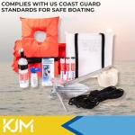 HNC KJM 42100 Boater Safety Kit; USCG Boating Safety Kit for Boats Up to 19 Foot in Length, Red