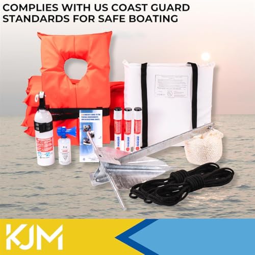 HNC KJM 42100 Boater Safety Kit; USCG Boating Safety Kit for Boats Up to 19 Foot in Length, Red