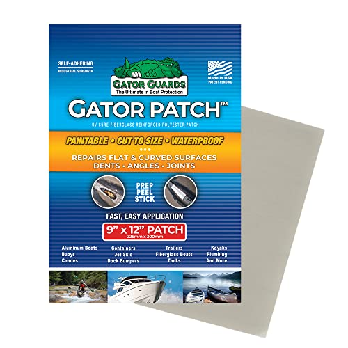 Gator Patch Fiberglass Reinforced Repair Patch - Repairs Holes, Dents & Cracks on Multiple Surfaces - DIY Prep, Peel & Stick - 3 Sizes - USA Made