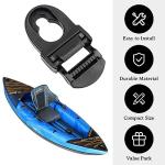 Omoojee 4 Sets Kayak Seat Clips and Hooks, Kayak Replacement Parts Compatible with Lifetime Emotion, Kayak Accessories (Black)