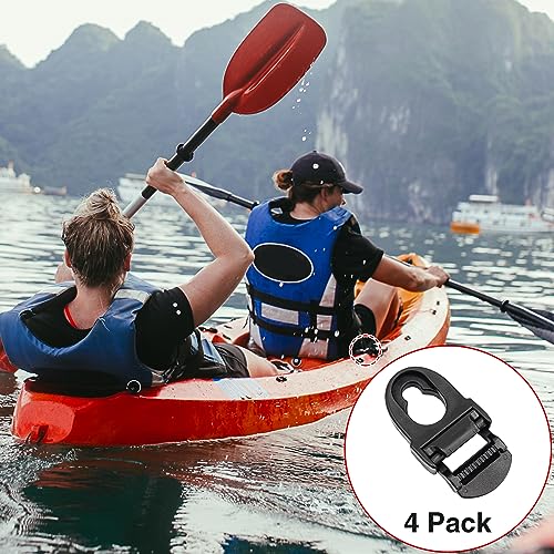 Omoojee 4 Sets Kayak Seat Clips and Hooks, Kayak Replacement Parts Compatible with Lifetime Emotion, Kayak Accessories (Black)