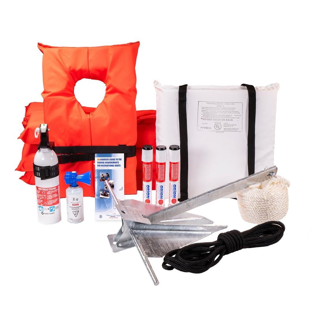 HNC KJM 42100 Boater Safety Kit; USCG Boating Safety Kit for Boats Up to 19 Foot in Length, Red