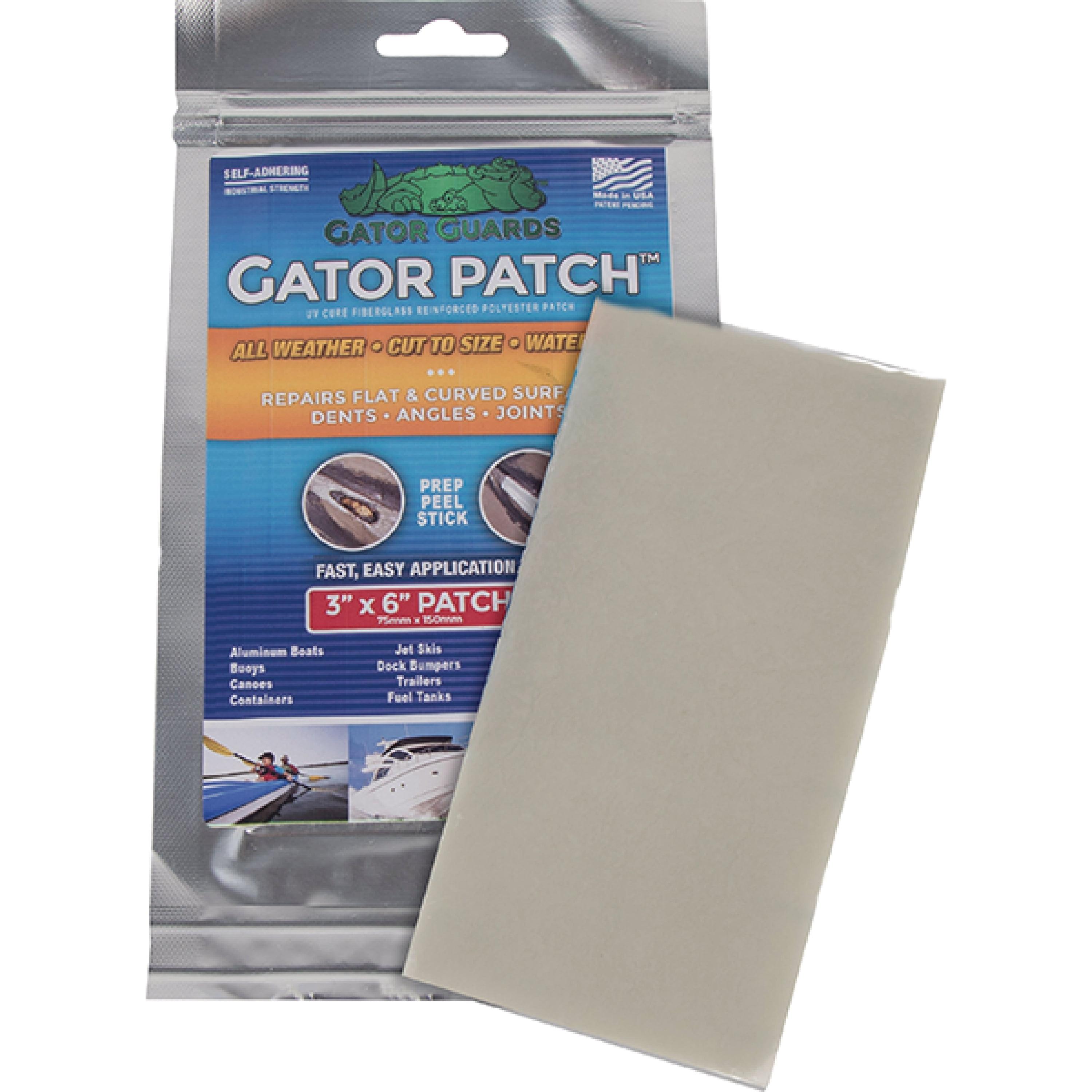 Gator Patch Fiberglass Reinforced Repair Patch - Repairs Holes, Dents & Cracks on Multiple Surfaces - DIY Prep, Peel & Stick - 3 Sizes - USA Made