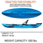 BKC UH-RA220 11.5 foot Angler Sit On Top Fishing Kayak with Paddles and Upright Chair and Rudder System Included