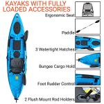 BKC UH-RA220 11.5 foot Angler Sit On Top Fishing Kayak with Paddles and Upright Chair and Rudder System Included