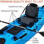 BKC UH-RA220 11.5 foot Angler Sit On Top Fishing Kayak with Paddles and Upright Chair and Rudder System Included