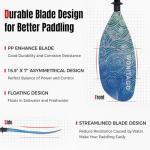 WONITAGO Kayak Paddles with Alloy Shaft and PP Blade, Floating Kayaking Oars, Adjustable 230-250 cm/90-98 Inches, Wave Blue