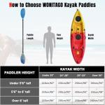WONITAGO Kayak Paddles with Alloy Shaft and PP Blade, Floating Kayaking Oars, Adjustable 230-250 cm/90-98 Inches, Wave Blue